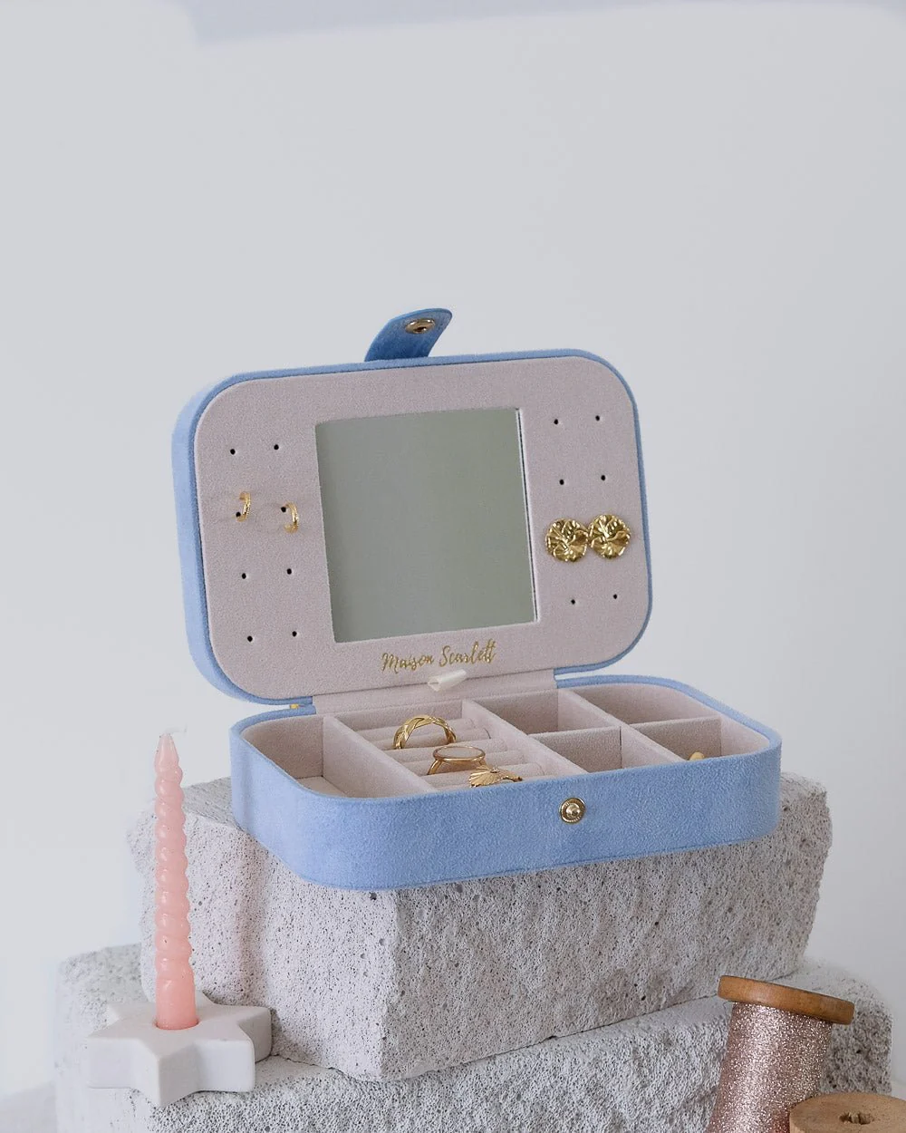 Boîte à bijoux de voyage Brigitte en velours - Image 19