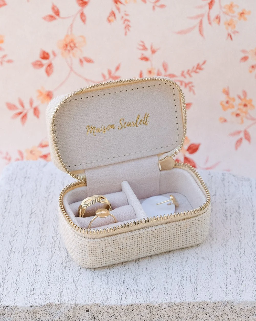 Mini boîte à bijoux de voyage Marie effet lin - Image 9